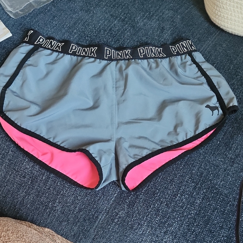 PINK Victoria's Secret Gray and Pink Athletic Shorts